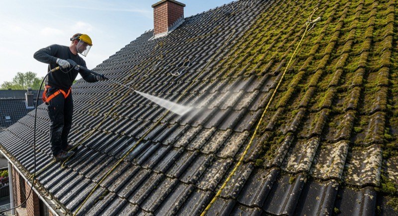 Dachreinigung - Moos und Flechten entfernen